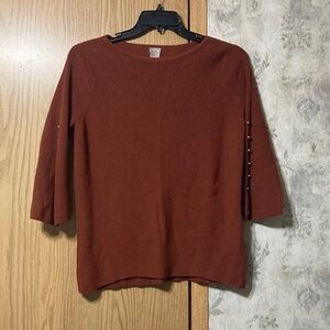 Chico’s Women’s Size 2 US Size Large Rust Orange 3/4 Sleeve Sweater